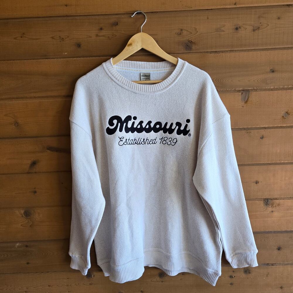 Chicka-d Sweatshirt Missouri Collegiate Top Crewneck Embroidered NWT XL Pullover
